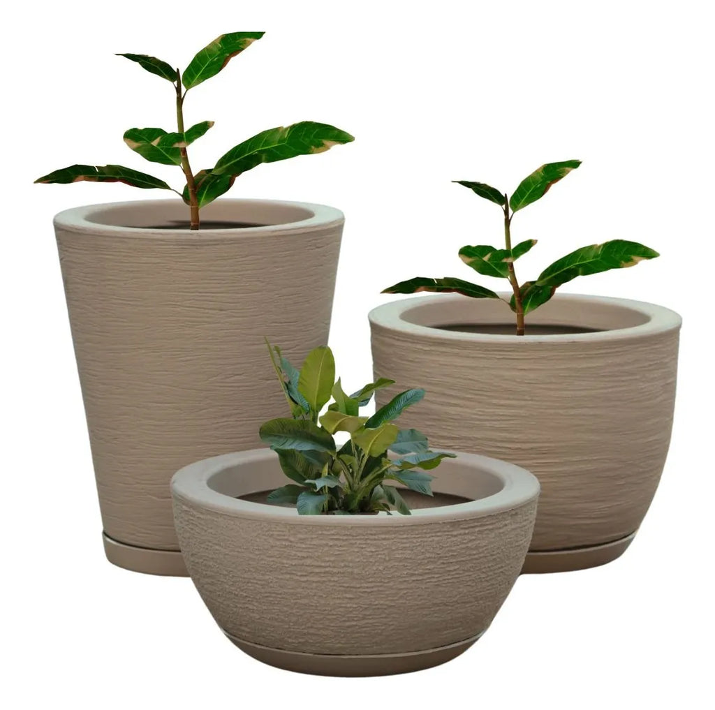Kit 3 Vasos Polietileno Para Plantas Decorativo Cone Bacia