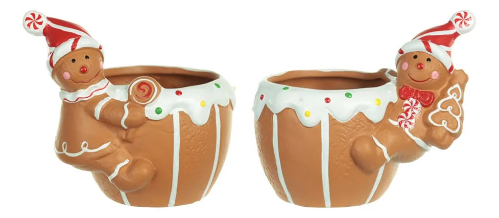 Enfeite Vaso De Natal Petisqueira Cerâmica Colorida Cookies