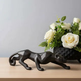 Pantera Ataque P Preto Fosco Escultura Decoração Luxo