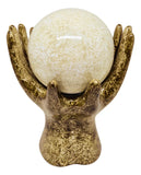 Escultura Mão Com Esfera Decoração Enfeite Rack Sala