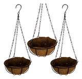 3 Vasos De Fibra De Coco 20cm Plantas Suspenso Com Corrente Cor Natural Orgânico
