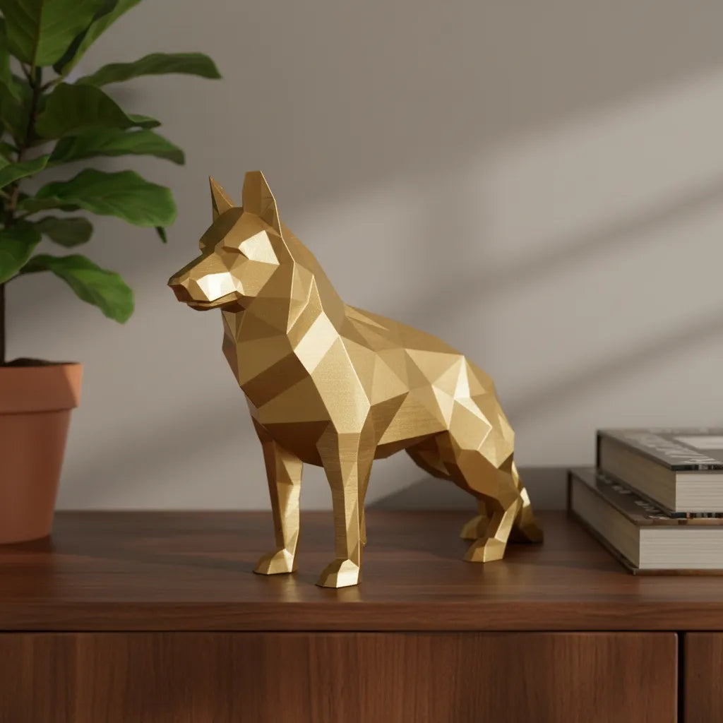 Cachorro Pastor Alemão E Belga Escultura 3d Decor Pet 27cm