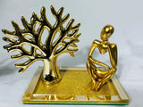 Kit Decoração Sala Enfeite Casa Mesa Escritório Árvore Da Vida Bandeja Luxo Pensador