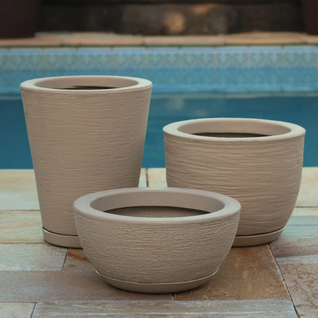 Kit 3 Vasos Polietileno Para Plantas Decorativo Cone Bacia