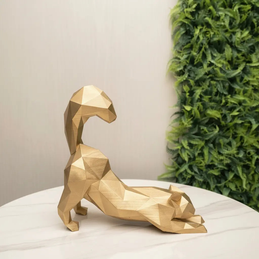 Gato Mine Coon Espreguiçando Escultura Decorativa 3d 25cm