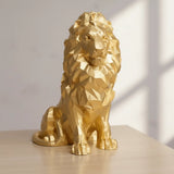 Leão Escultura 3d 25cm Estatueta Geométrica Decor Moderna