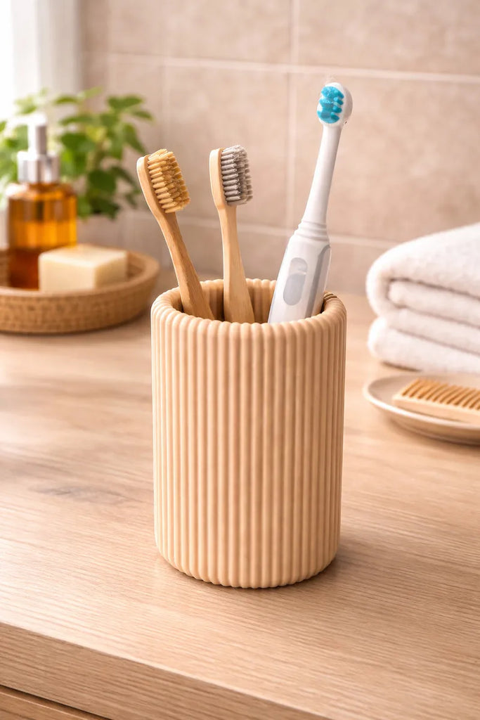 Porta Escova Minimalista Bege