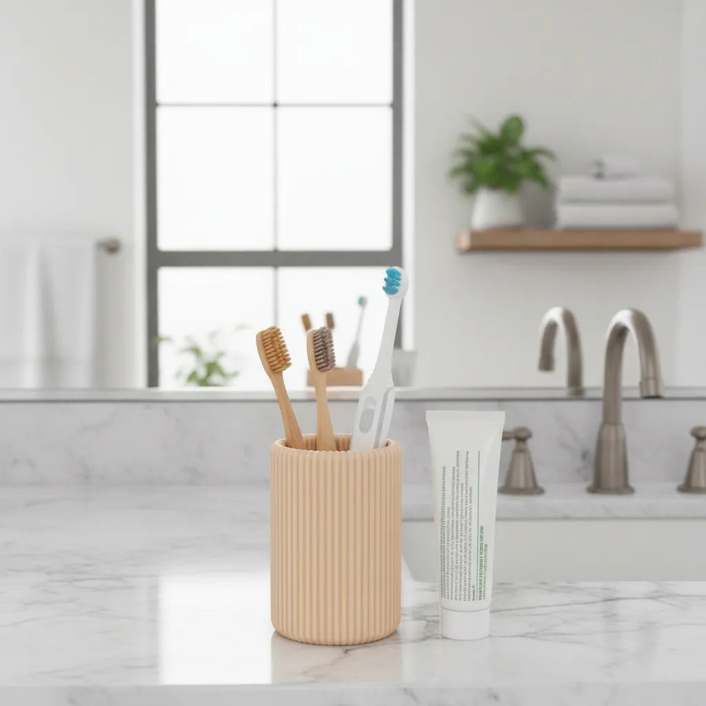 Porta Escova Minimalista Bege