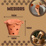 Vasos Barro Parede Babado 4 Unidades C/ Furo Orquídea Jardim