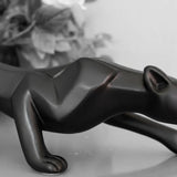 Pantera Ataque P Preto Fosco Escultura Decoração Luxo