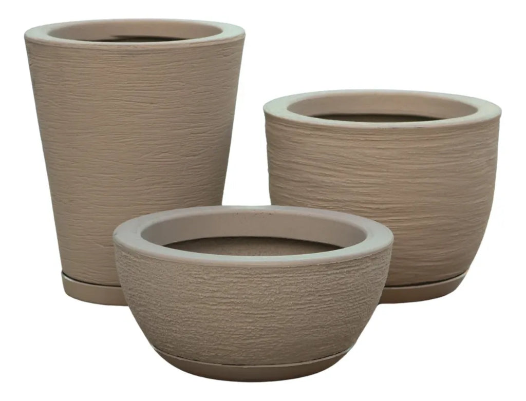 Kit 3 Vasos Polietileno Para Plantas Decorativo Cone Bacia